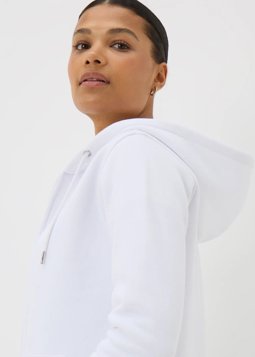 White Zip Up Hoodie - S Image 3