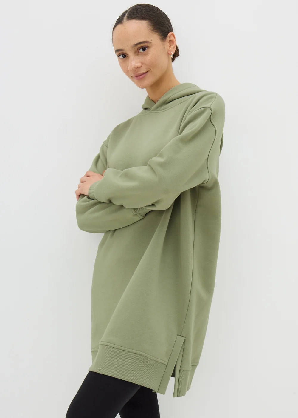 Green Longline Hoodie - XS Image 1