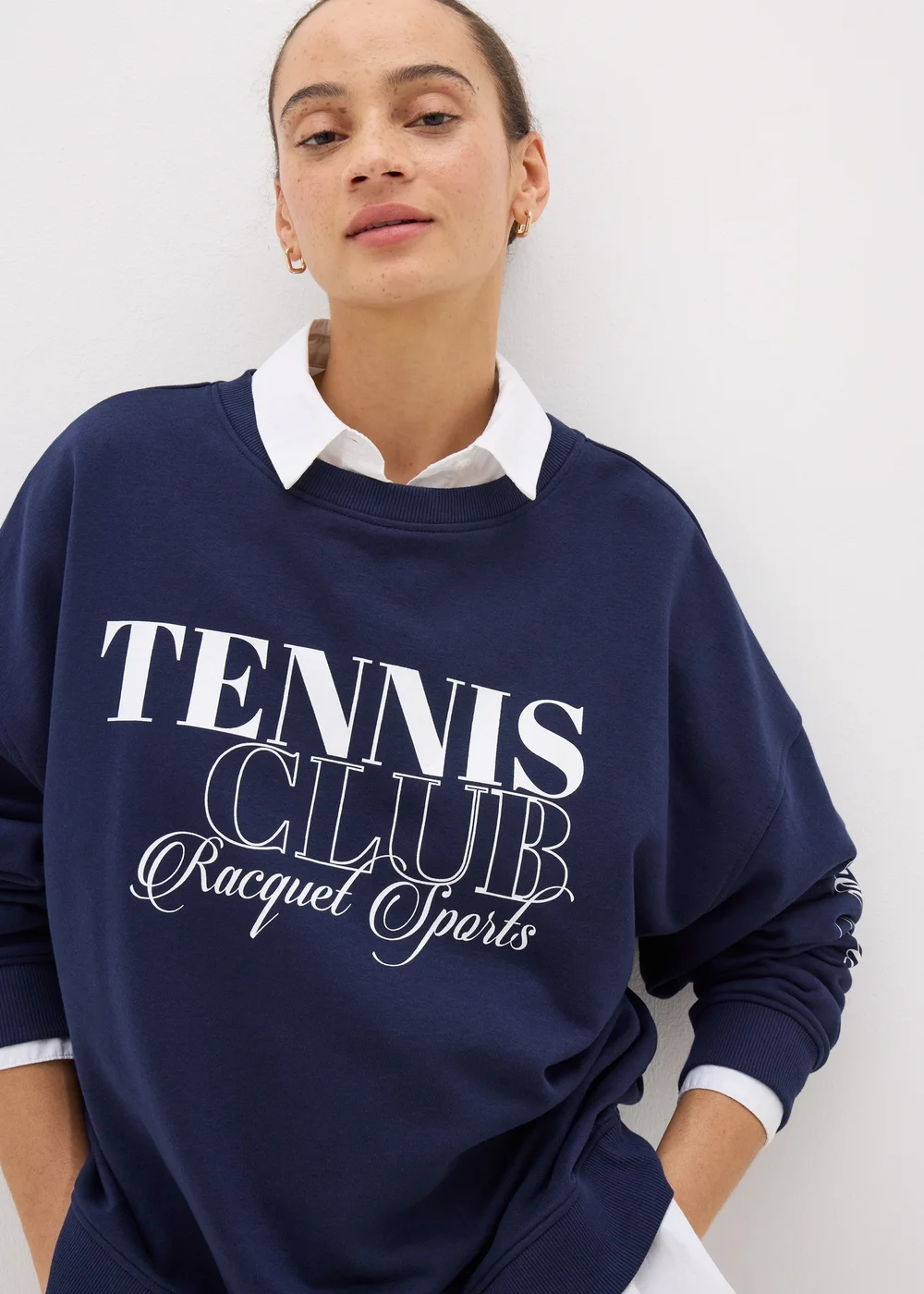 Navy Tennis Slogan Sweatshirt - XS Image 1