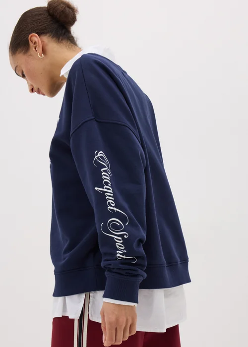 Navy Tennis Slogan Sweatshirt - XS Image 3