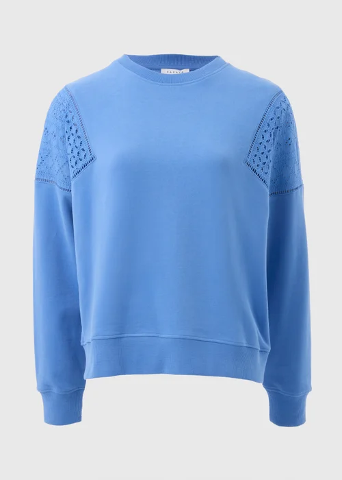 Blue Broderie Anglaise Detail Sweatshirt - XS Image 4