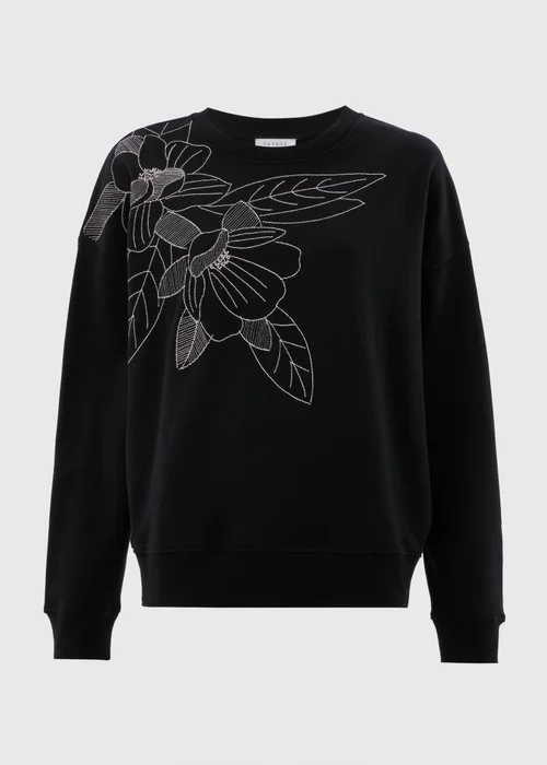 Black Floral Stitch Sweatshirt - XS Image 4