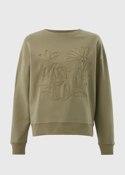 Green Floral Stitch Sweatshirt - XS Image 4