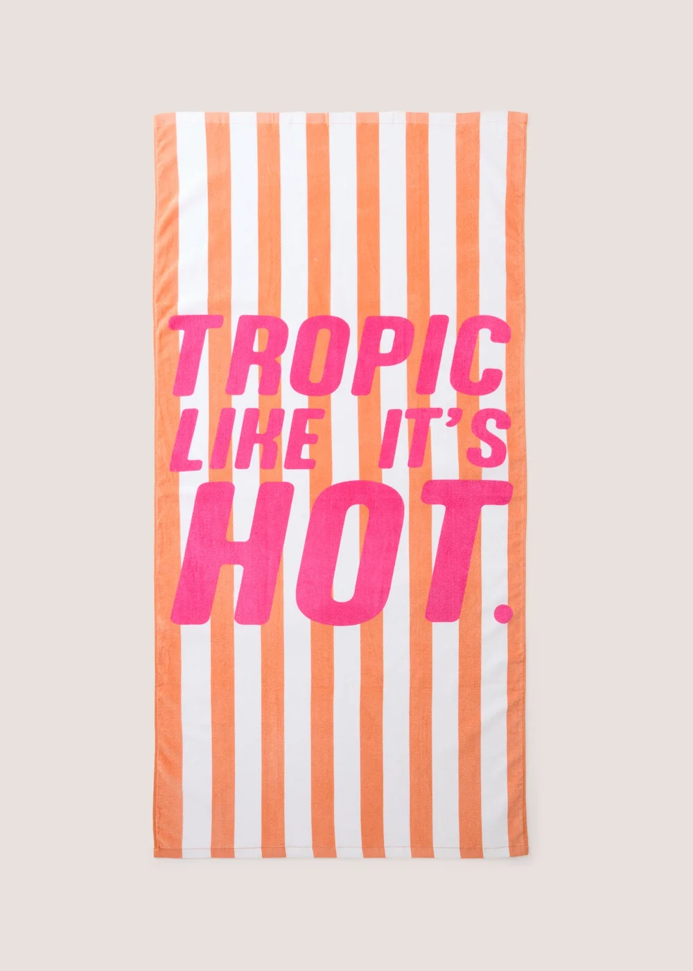Orange Stripe Slogan Beach Towel Image 1