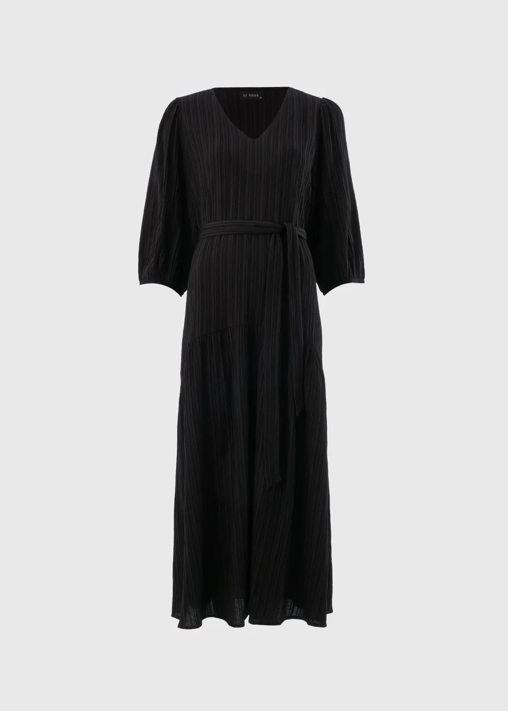 Et Vous Black Textured Midaxi Dress - Size 8 Image 2