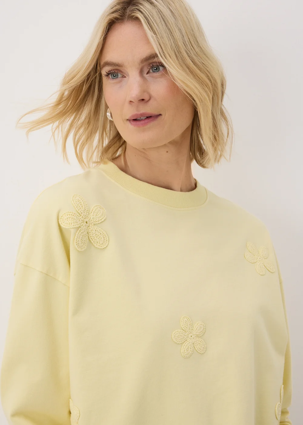 Yellow Crochet Flower Sweatshirt - XS Image 2