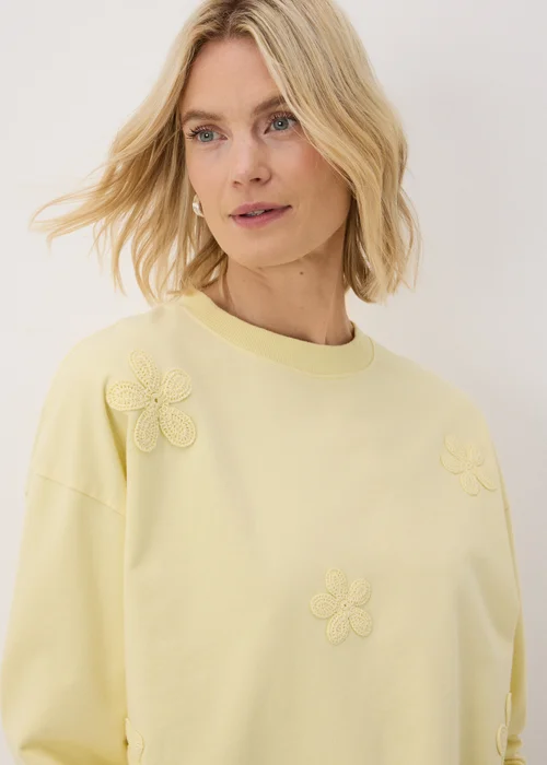 Yellow Crochet Flower Sweatshirt - XS Image 2