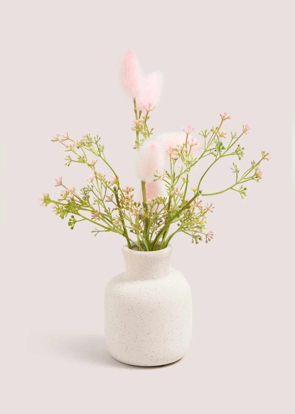 Pink Dried Pampas In Cream Pot Image 1