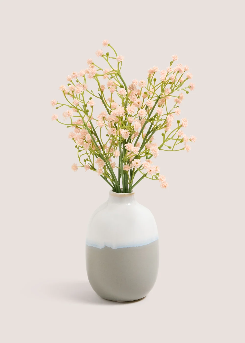Pink Faux Flowers In Grey Reac Pot Image 1