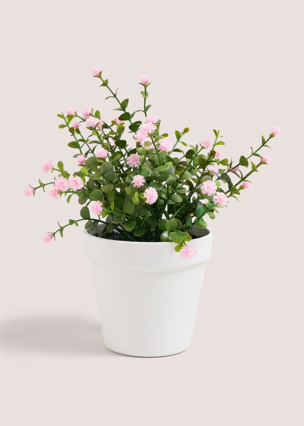 Pink Ditsy Flower In White Pot Image 1