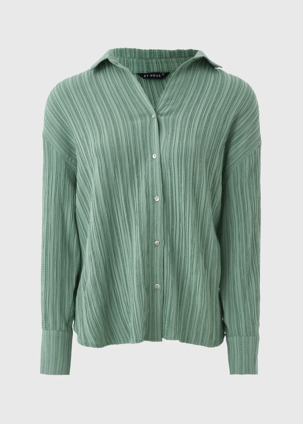 Et Vous Sage Green Textured Co Ord Shirt - 8 Image 4