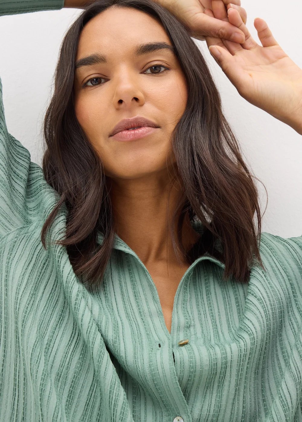 Et Vous Sage Green Textured Co Ord Shirt - 8 Image 2