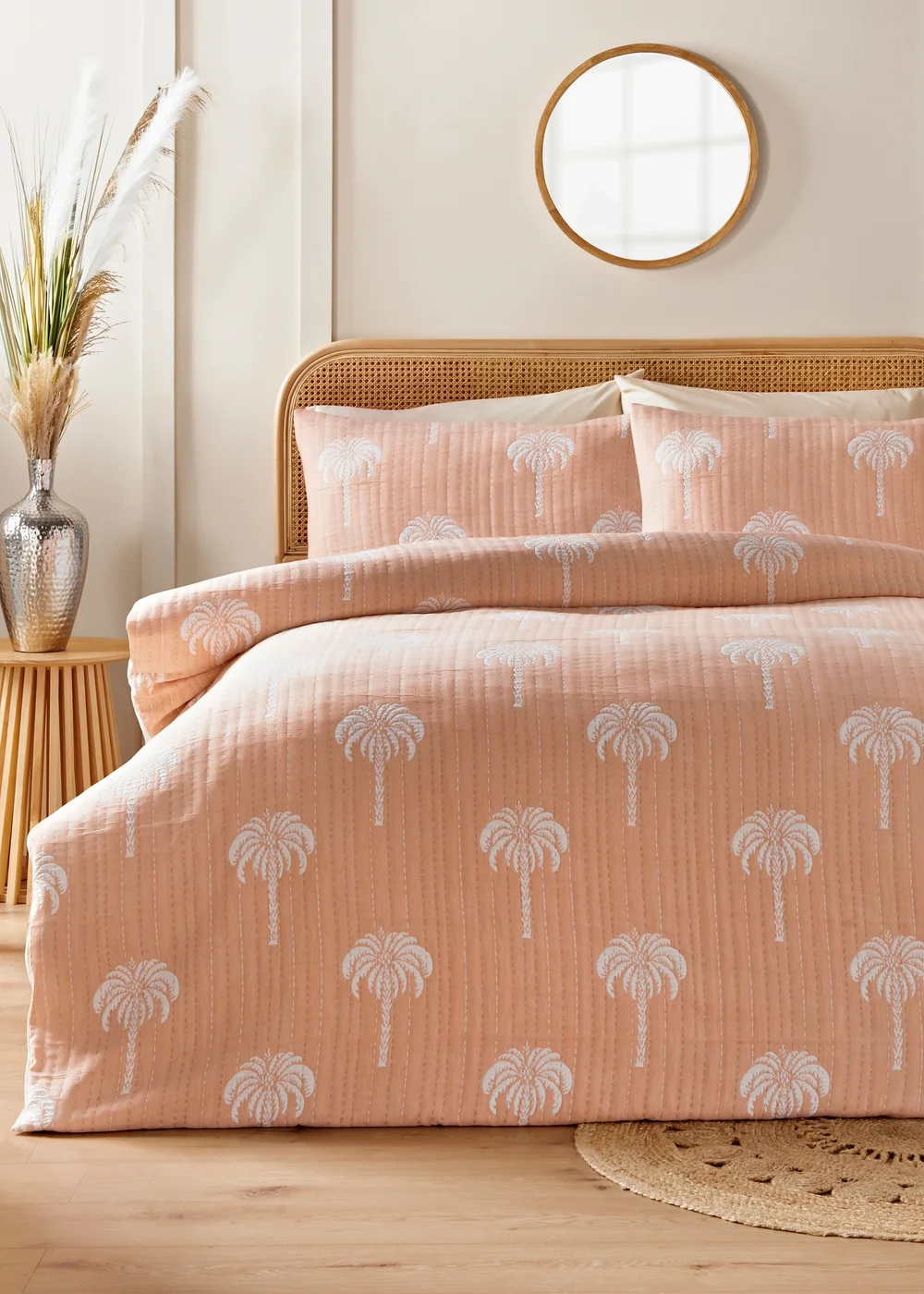 Peach Palm Stitch Duvet Set - Super king Image 1