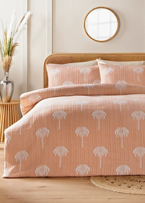 Peach Palm Stitch Duvet Set - Super king Image 1