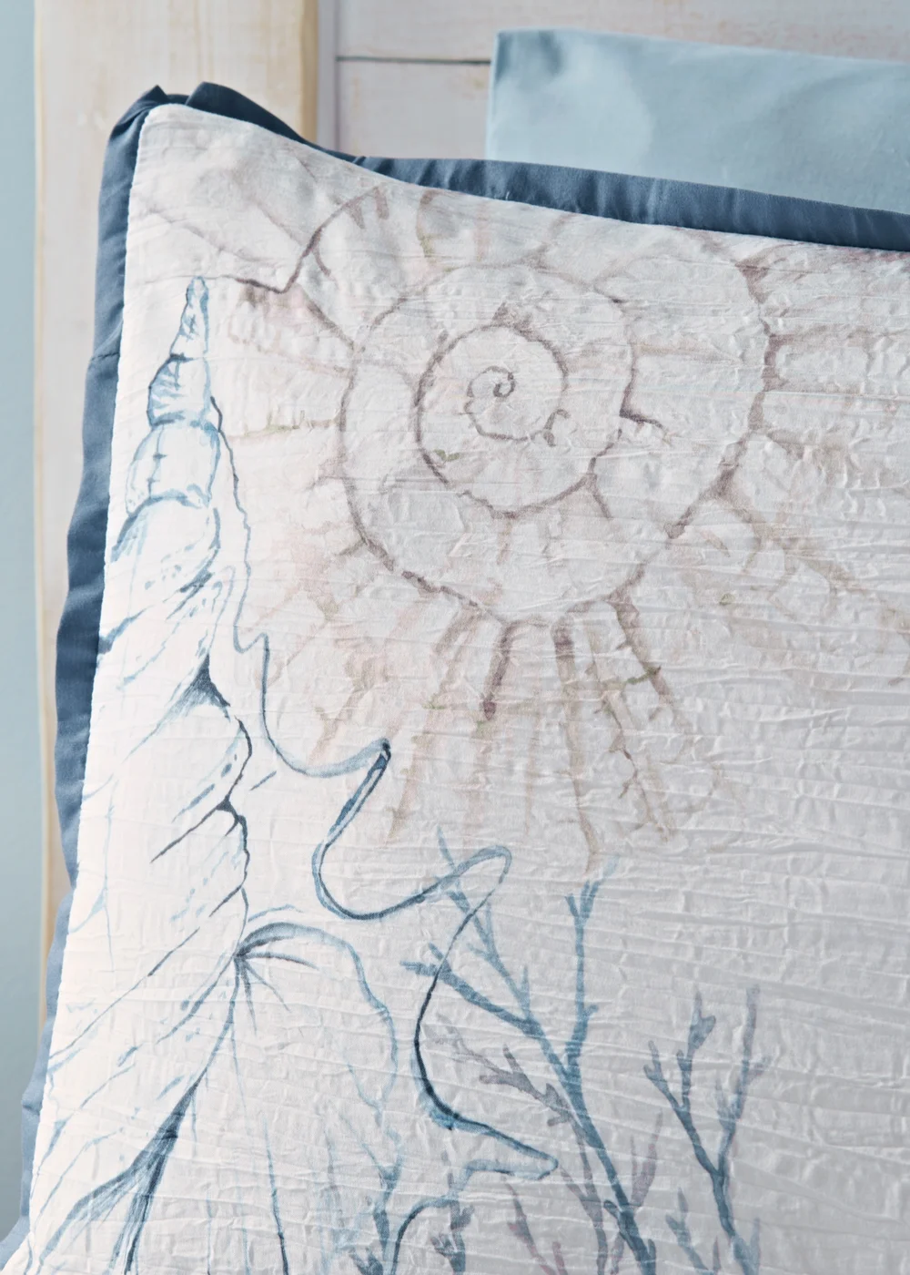 Blue Shell Crinkle Duvet Set - Double Image 2