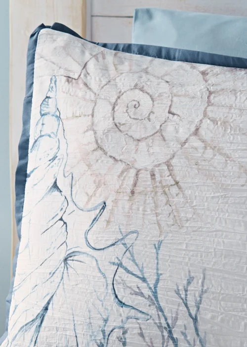 Blue Shell Crinkle Duvet Set - Double Image 2