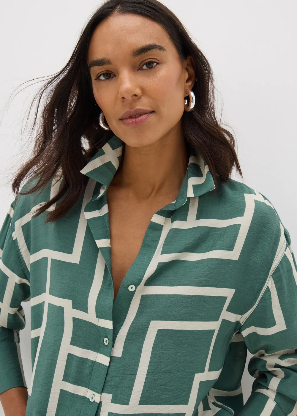 Et Vous Khaki Geometric Print Co Ord Shirt - 8 Image 2