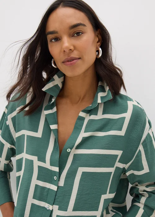Et Vous Khaki Geometric Print Co Ord Shirt - 8 Image 2