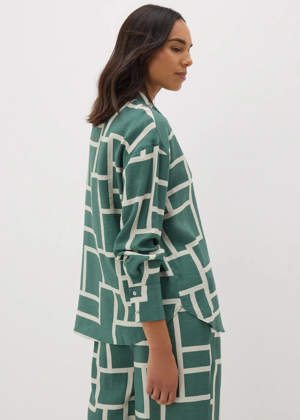 Et Vous Khaki Geometric Print Co Ord Shirt - 8 Image 1