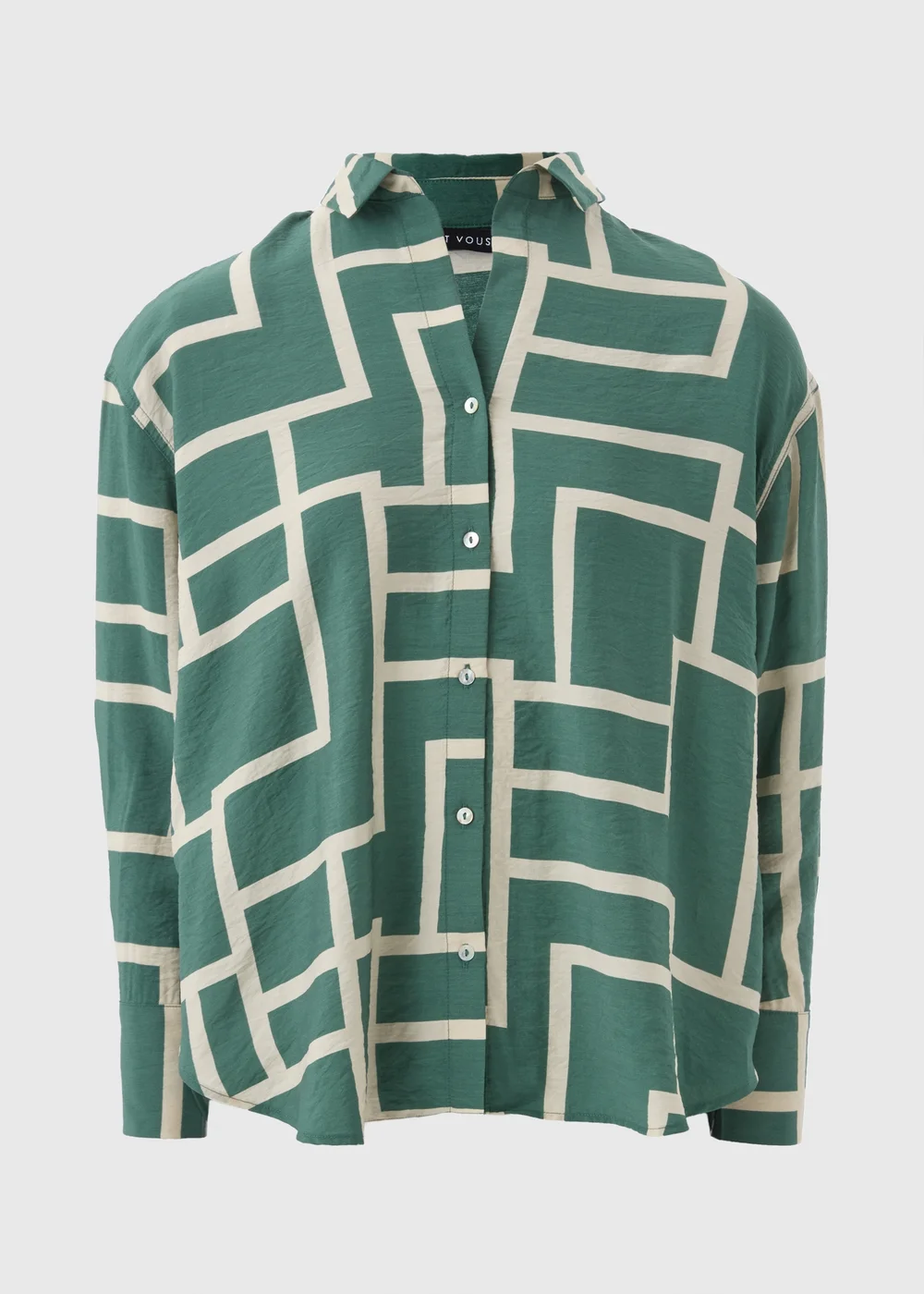 Et Vous Khaki Geometric Print Co Ord Shirt - 8 Image 3