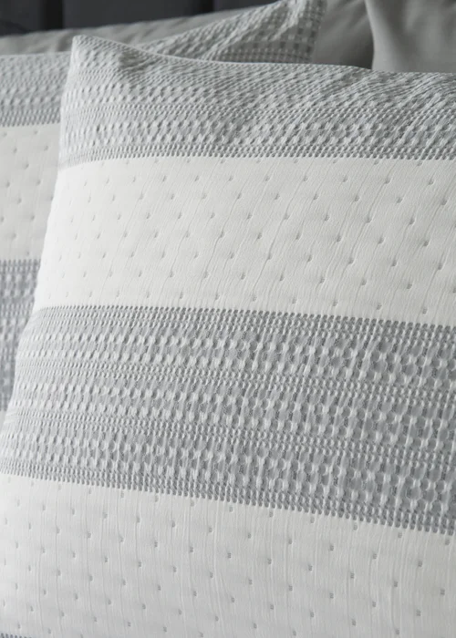 Grey & White Stripe Waffle Duvet Set - Double Image 2