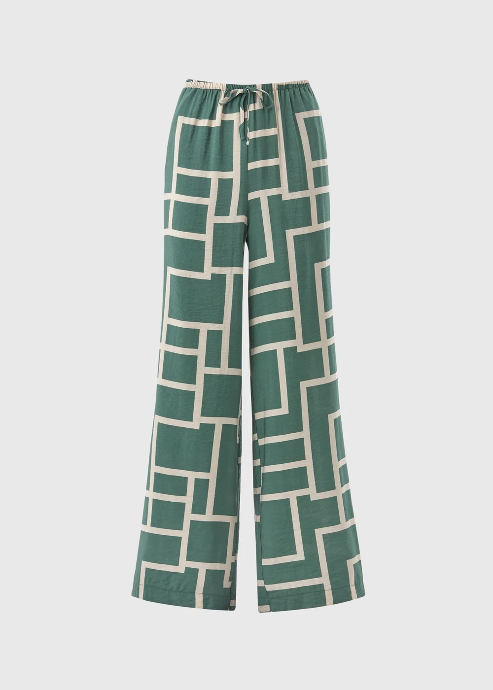 Et Vous Khaki Geometric Print Co Ord Wide Leg Trousers - 8 Image 4
