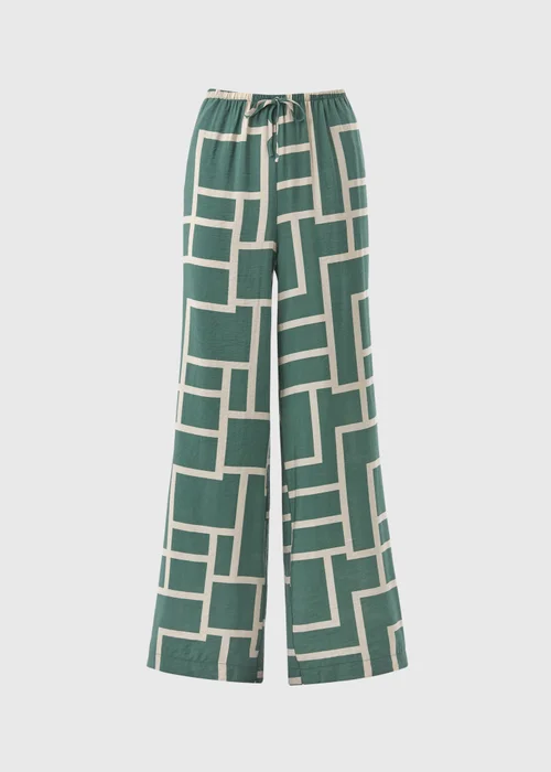 Et Vous Khaki Geometric Print Co Ord Wide Leg Trousers - 8 Image 4