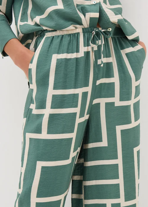 Et Vous Khaki Geometric Print Co Ord Wide Leg Trousers - 8 Image 3