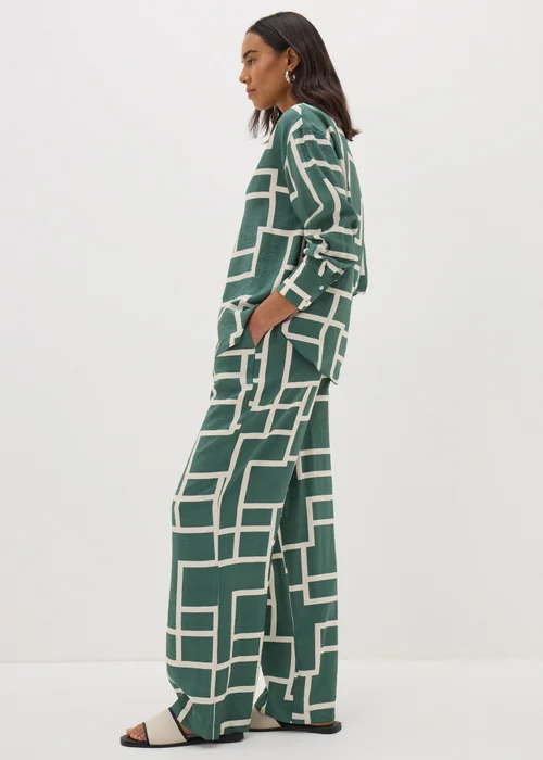 Et Vous Khaki Geometric Print Co Ord Wide Leg Trousers - 8 Image 2