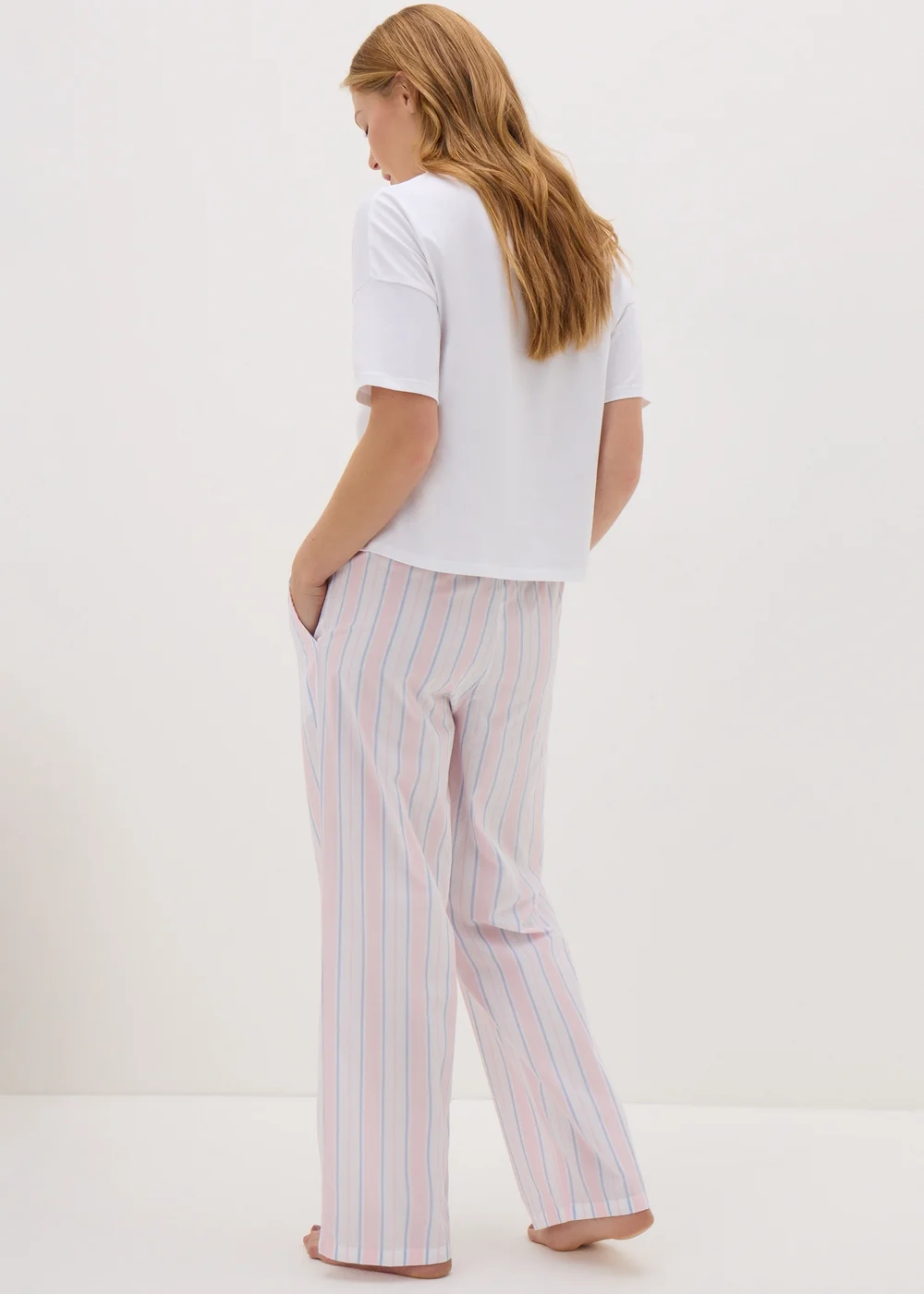 Pink T-Shirt & Stripe Bottoms Pyjama Set - Extra small Image 2