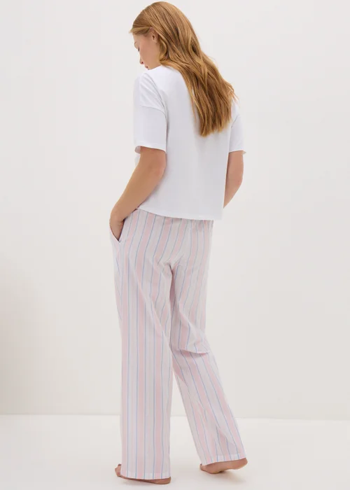 Pink T-Shirt & Stripe Bottoms Pyjama Set - Extra small Image 2