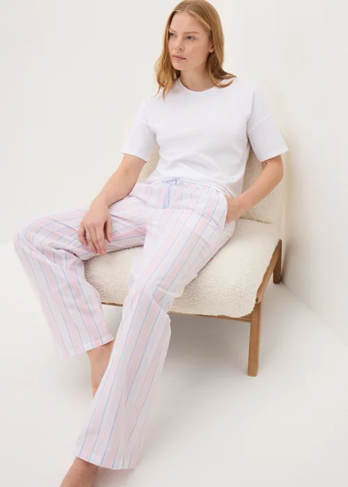Pink T-Shirt & Stripe Bottoms Pyjama Set - Extra small Image 1