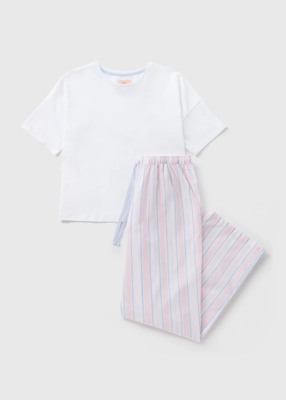 Pink T-Shirt & Stripe Bottoms Pyjama Set - Extra small Image 3