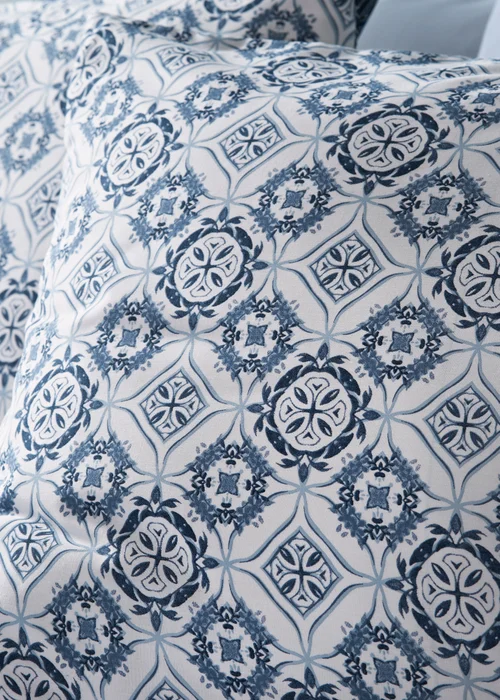 Blue Tile Duvet Set - Single Image 2