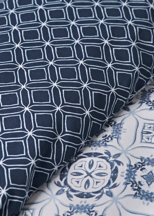 Blue Tile Duvet Set - Single Image 3