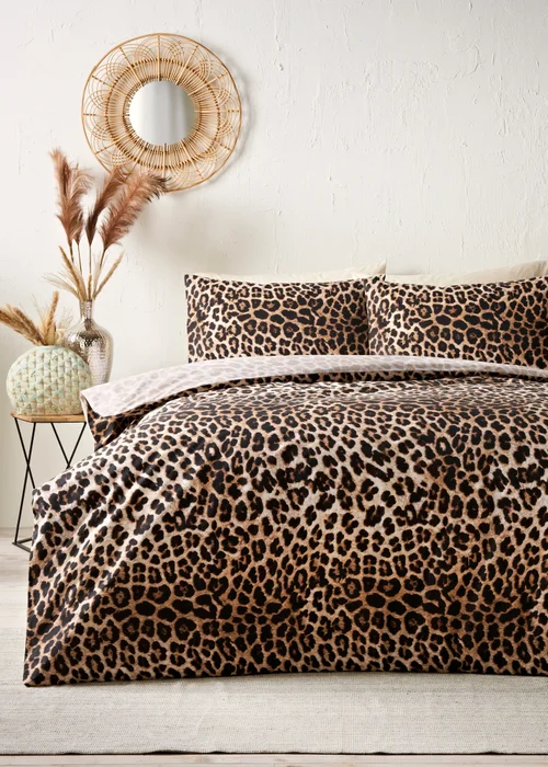 Brown Leopard Print Duvet Set - Single Image 1