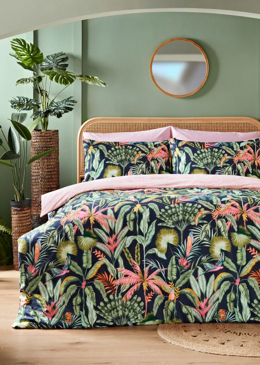 Multicolour Tropical Leaf Duvet Set - Super king Image 1