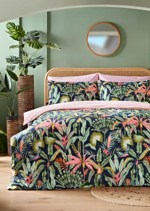 Multicolour Tropical Leaf Duvet Set - Super king Image 1