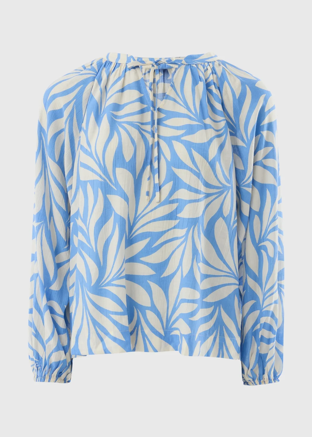Et Vous Blue Palm Crinkle Boho Blouse - 8 Image 3