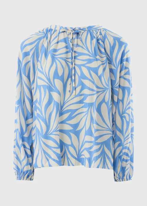 Et Vous Blue Palm Crinkle Boho Blouse - 8 Image 3