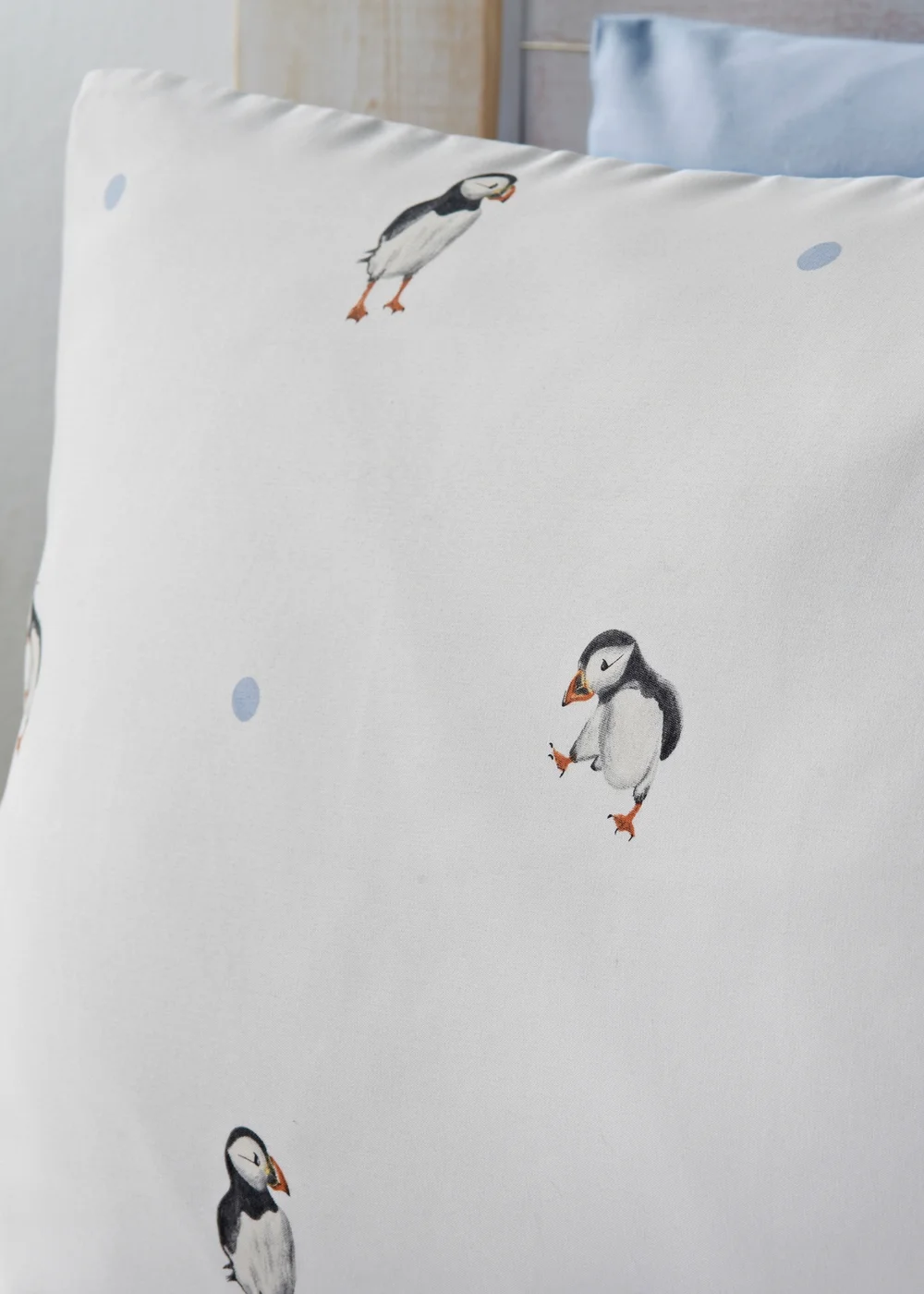Cream Puffin Duvet Set - Single Image 2