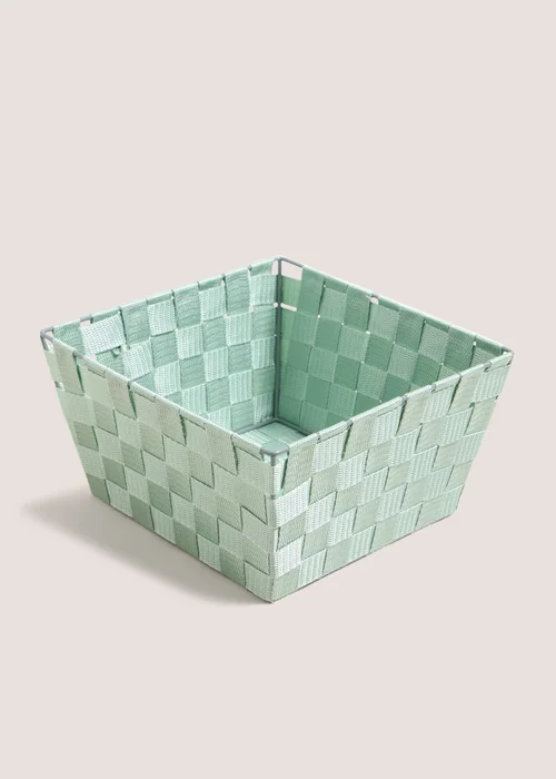 Green Fabric Woven Basket Image 1