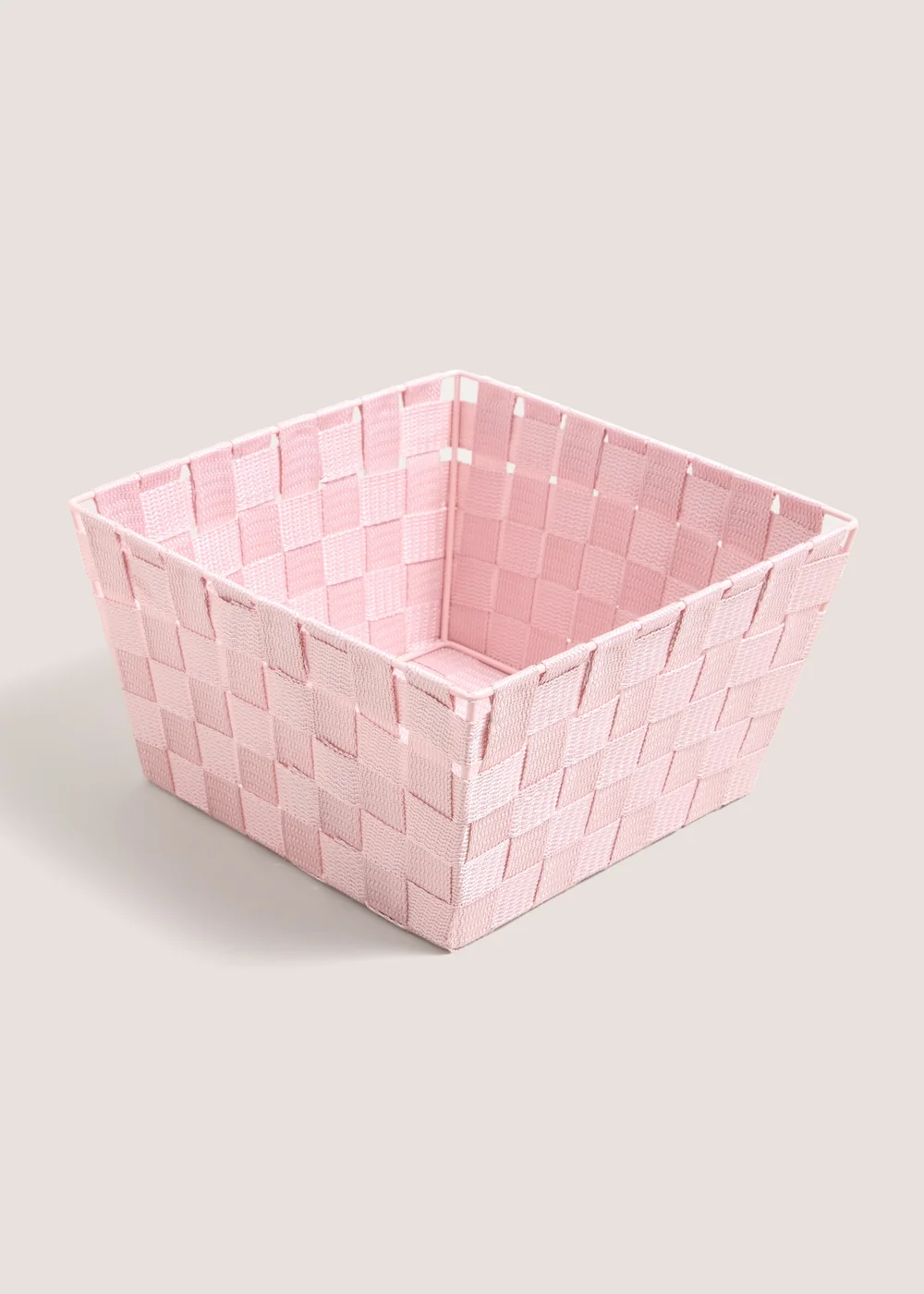 Pink Fabric Woven Basket Image 1