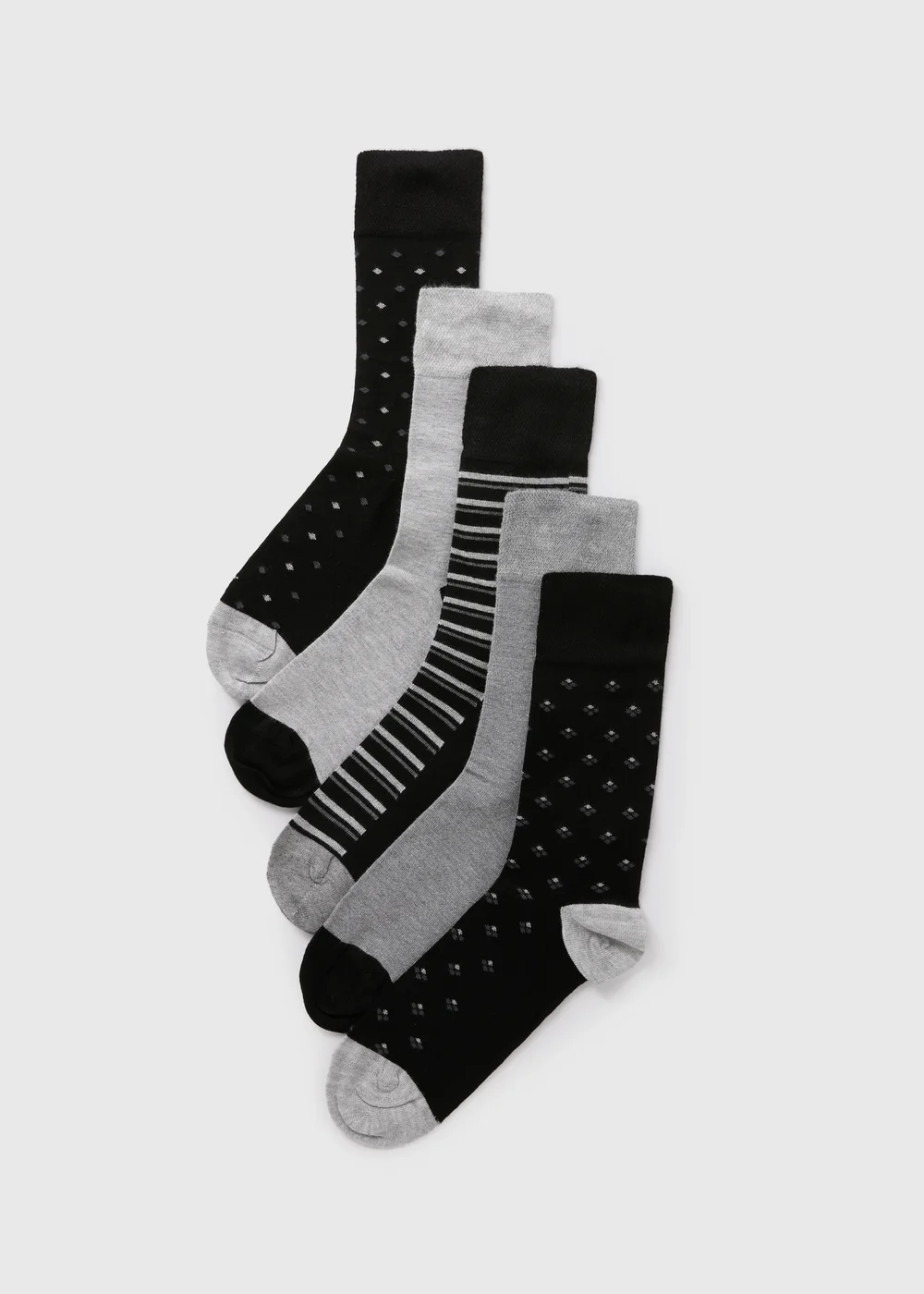 5 Pack Flexi Top Grey Mono Socks - 6-8.5 Image 1