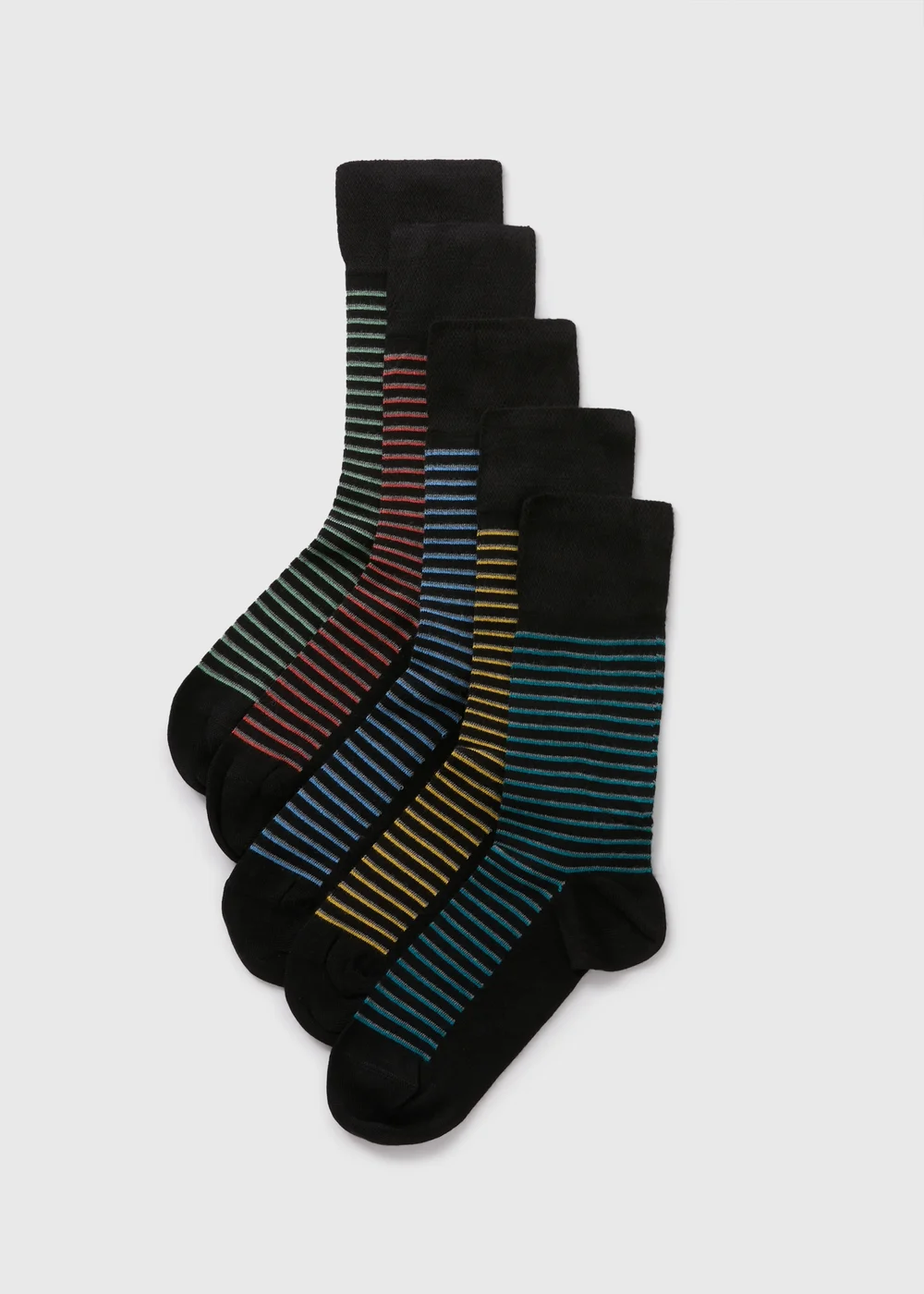 Flexi Top 5 Pack Black Stripe Socks - 6-8.5 Image 1