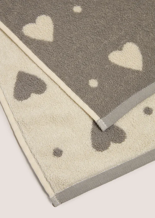Grey Heart Jacquard Towel - Hand Towel Image 2