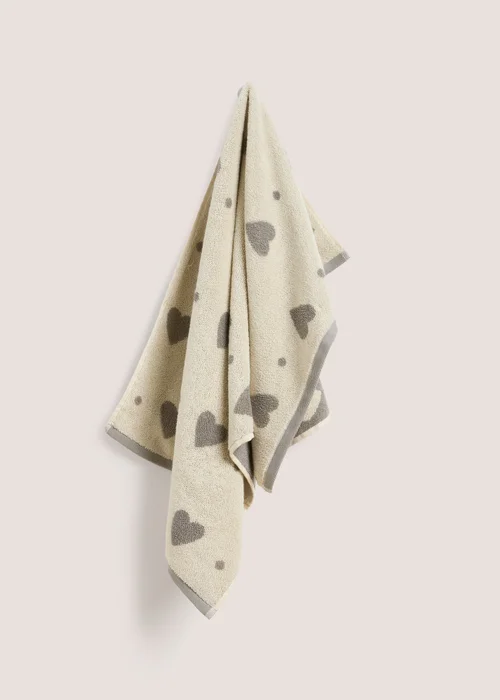 Grey Heart Jacquard Towel - Hand Towel Image 1