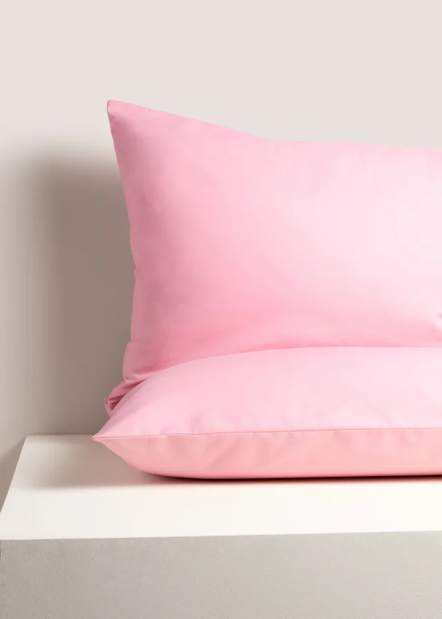 2 Pack Pink Polycotton Housewife Pillowcases