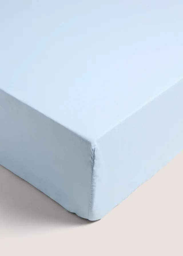 Blue Cotton Deep Fitted Bed Sheet