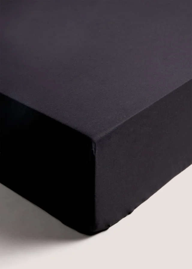 Black Cotton Deep Fitted Bed Sheet
